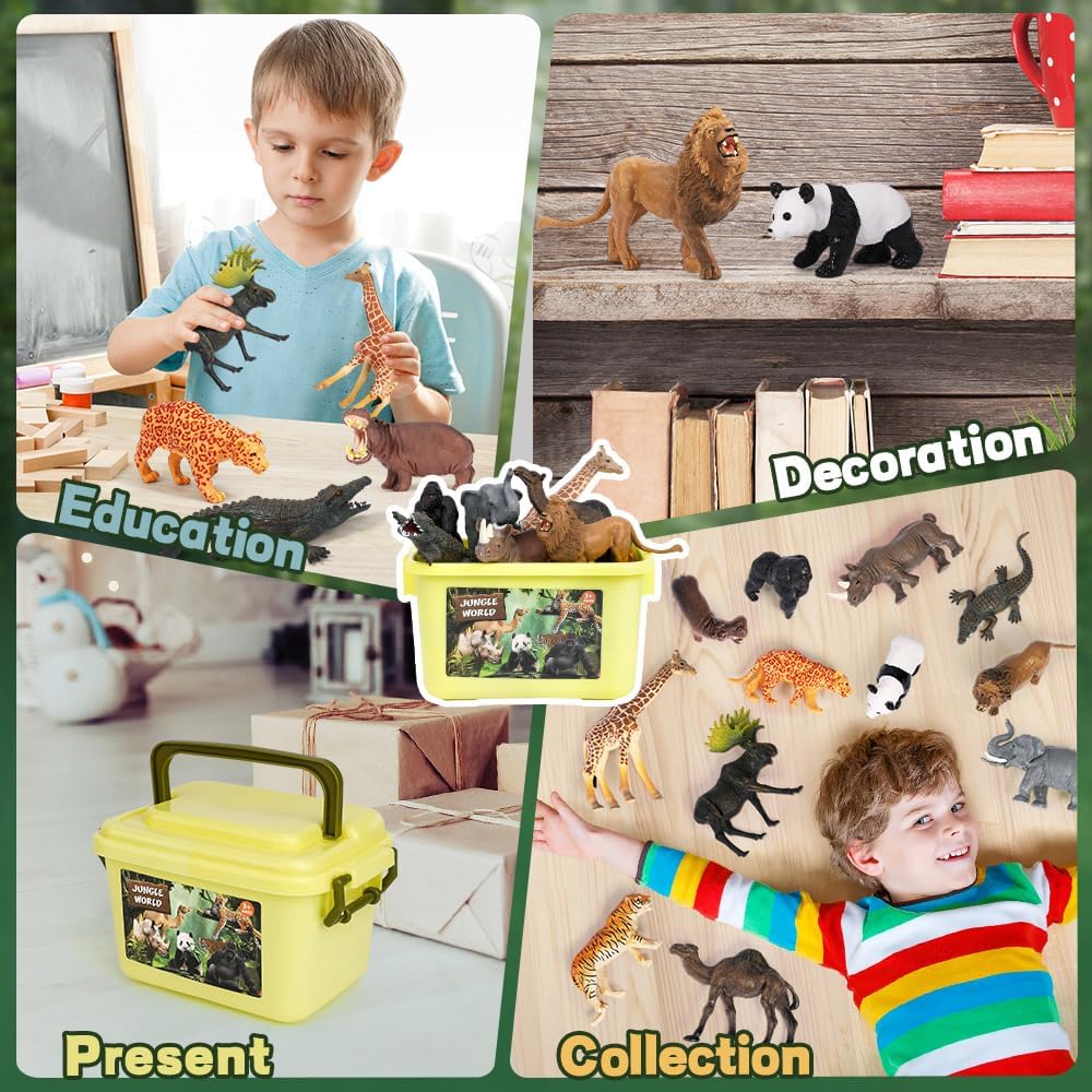 FRUSE Animal Figures Toy, Pack of 12 Realistic Animal Figures, Wild Animals Toy Set with Lion, Tiger, Elephant, Safari Animals Figures, Educational Toy, Gifts for Children from 3 4 5 6 7 8 Years
