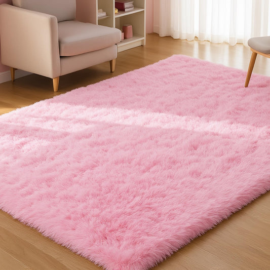 XSIVOD Fluffy High Pile Rug, Dark Grey, Washable Rug 140 x 200 cm, Living Room, Non-Slip Extra Large Rugs, Bedroom, Soft Modern Rugs, Mat Rugs for Children's Room