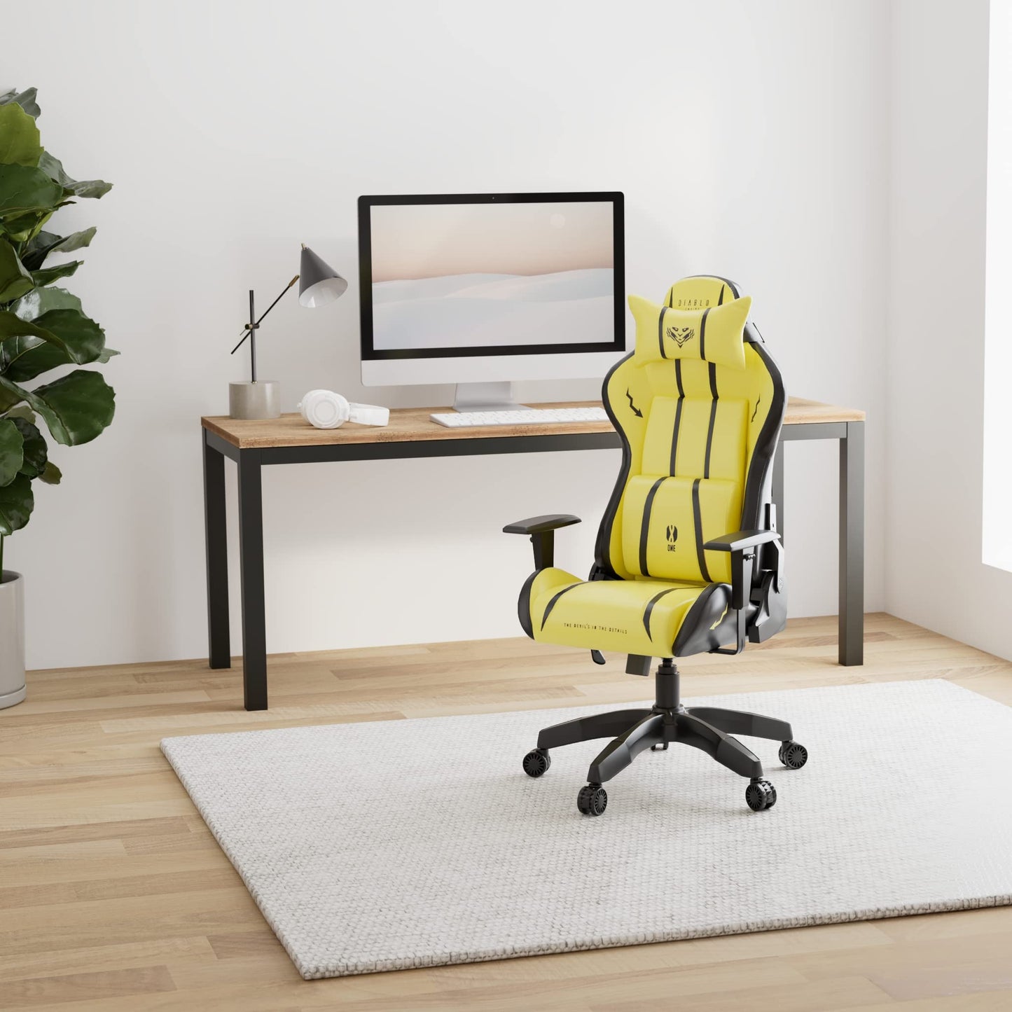 Diablo X-One 2.0 Gaming Stuhl Gamer Chair Bürostuhl Schreibtischstuhl Verstellbare Armlehnen Ergonomisches Design Nacken/-Lendenkissen Wippfunktion Aqua Blue Normal (L)