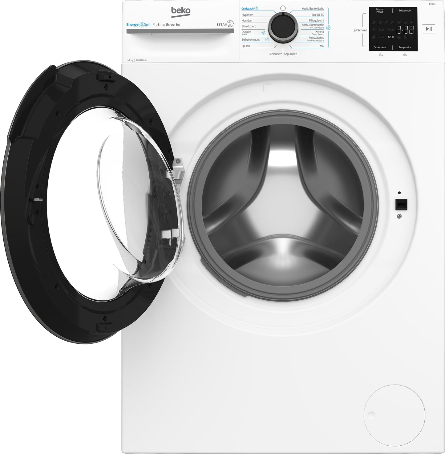 Beko BM3WFU3741R Waschvollautomat, Waschmaschine, 7 kg, EnergySpin, Schleuderwahl 1400 U/min, SteamCure Dampffunktion, allergikergeeignet, AquaWave Schontrommel, Weiß