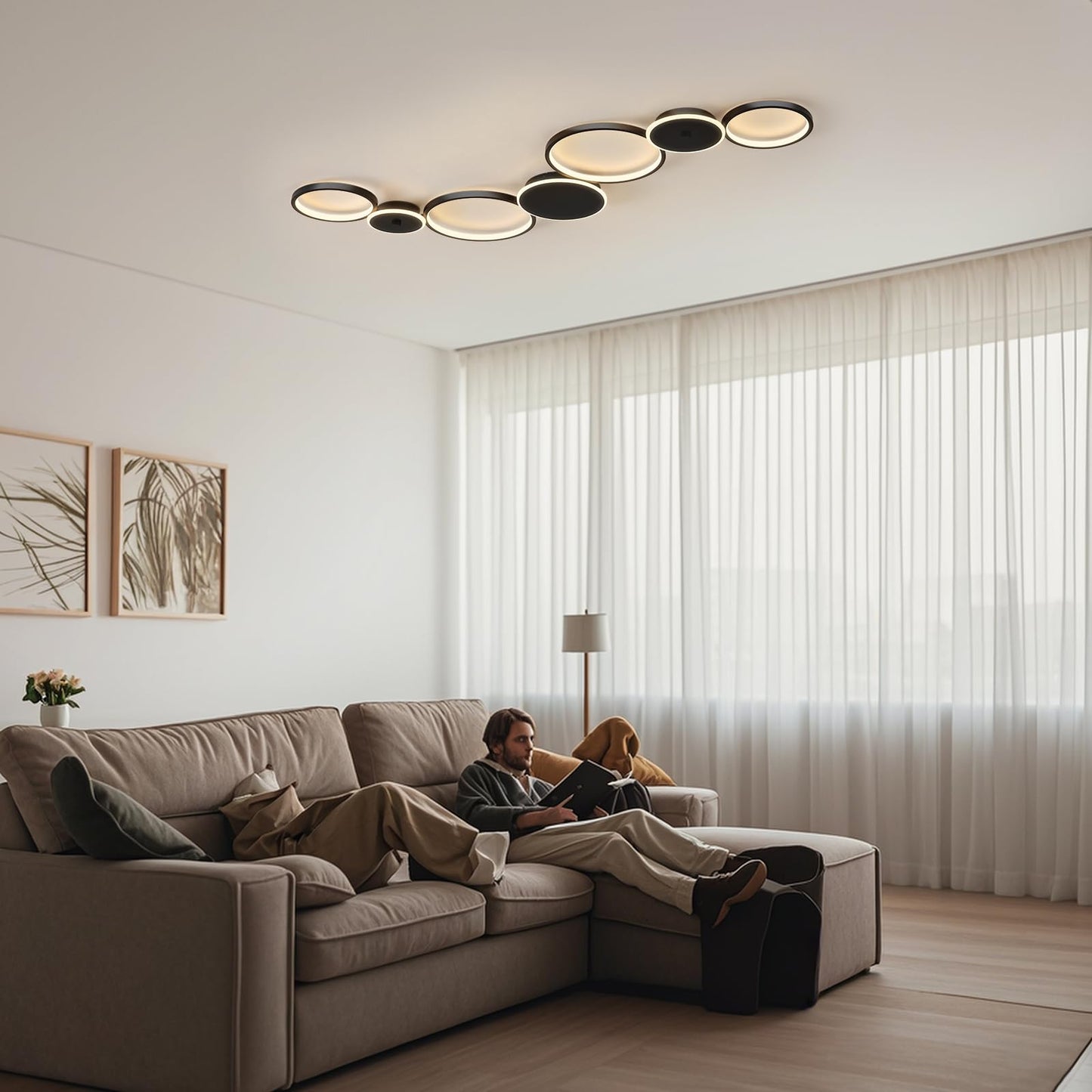 BAYHT Deckenleuchte LED Wohnzimmerlampe Weiße Runde LED Deckenlamp Dimmbar 62W 5300LM mit Fernbedienung 3000K-6500K Geeignet für Wohnzimmer, Deckenleuchte Schlafzimmer