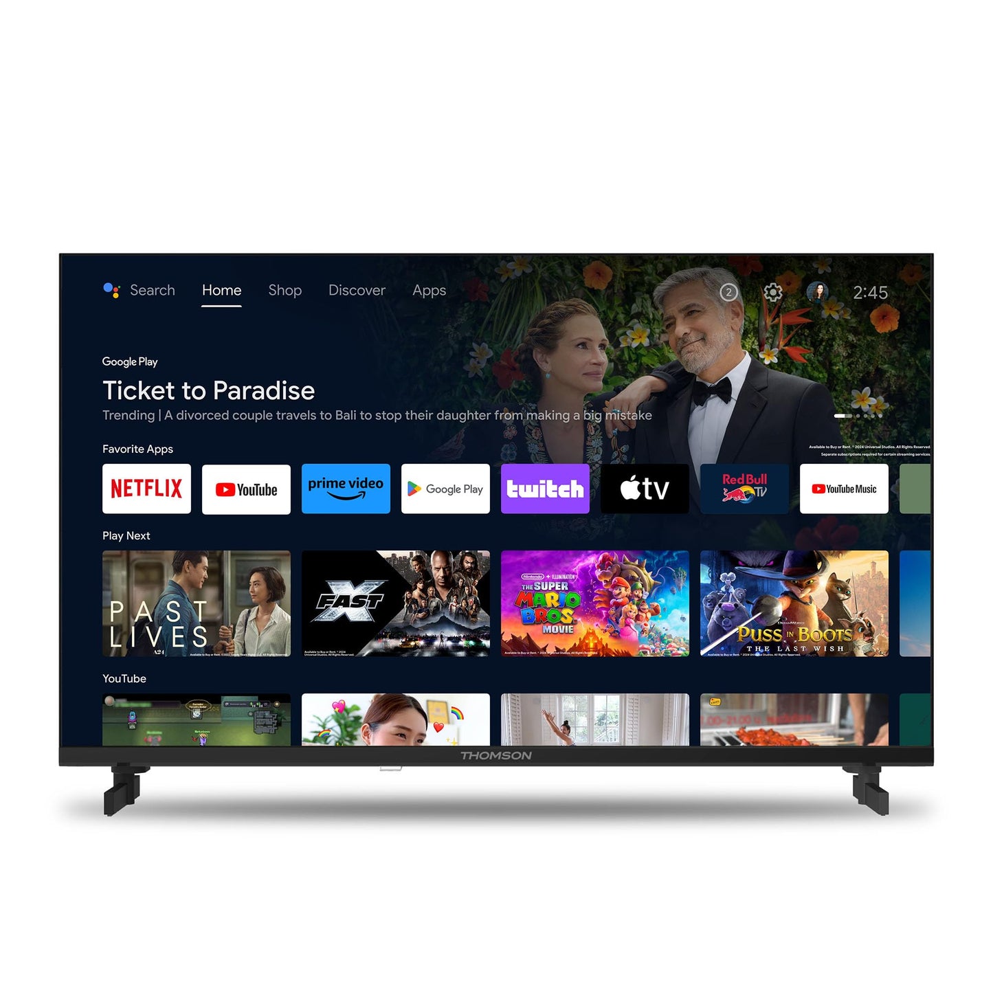 Thomson 43 Zoll (109 cm) 4K Ultra HD Weiß Smart Android TV, Google Assistant, Wi-Fi, Dolby Digital, Bluetooth, Triple-Tuner (Kabel,Satellit,Antenne), HDMI, CI+, A+ Panel – 43UA5S13W