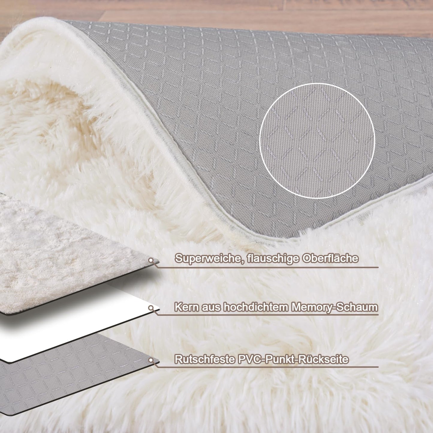 BSGIFT High Pile Rug, Grey, 160 x 230 cm, Shaggy Long Pile Fluffy Rug, Living Room, Modern Living Room Rug, Bed Rug, High-Pile Carpet, Non-Slip for Bedroom, Children's Room