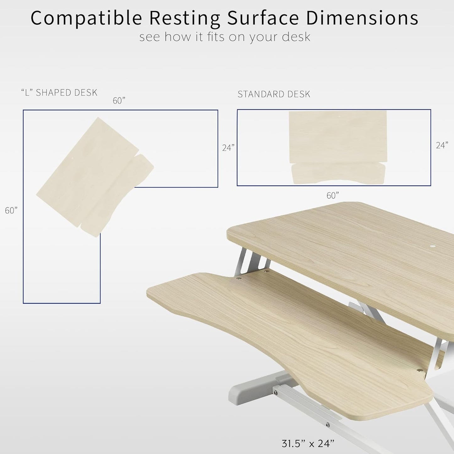 VIVO 32” Stehpult-Konverter mit höhenverstellbarem Aufsatz, Steh-Sitz-Arbeitsplatz für zwei Monitore und Laptop, mit breiter Tastaturablage, Schwarz, DESK-V000K