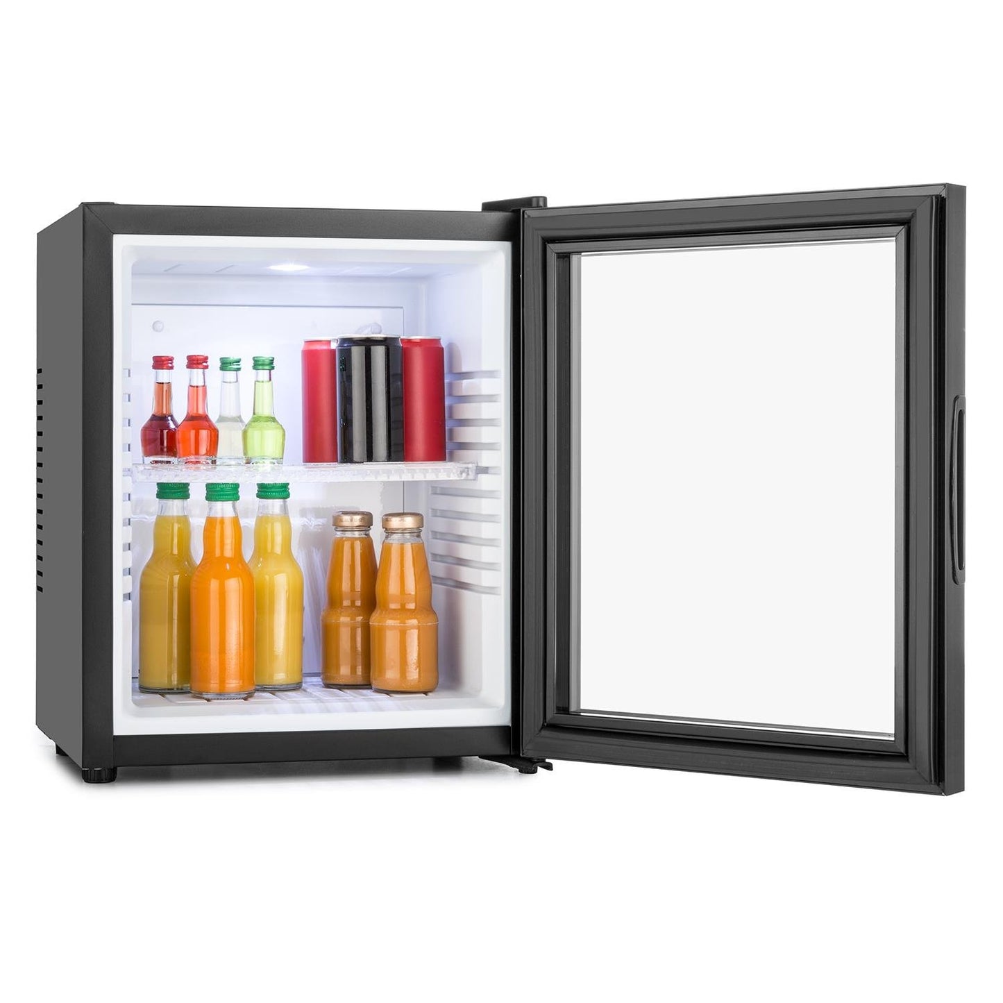 Klarstein Kühlschrank, Mini Kühlschrank mit Glastüre, Mini-Kühlschrank für Getränke, Snacks & Kosmetik, Kühlschrank Klein & Leise, Verstellbare Ablagen, Kleiner Skincare Kühlschrank 12-18°C, 23L