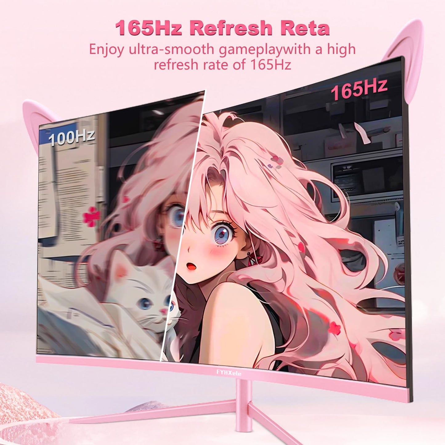 FYHXele Gaming Monitor 24 Inch 180Hz 1080P IPS 1ms MPRT PC Monitor Built-in Speaker Support 144hz/165hz/180hz Freesync Premium Display Eye Care DisplayPort1.4 HDMI2.1 VESA