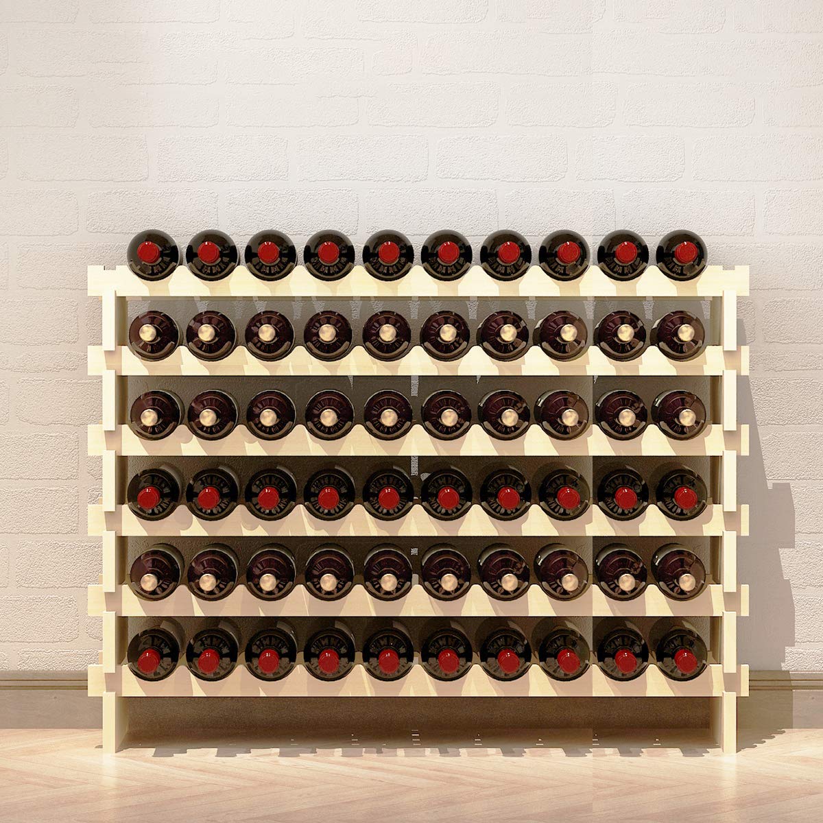 sogesfurniture Weinregal Flaschenregal mit 4 Ebenen für 32 Flaschen Wein Holzregal Weinhalter Weinständer Flaschenständer für Küche, Esszimmer, Bar, 90x30x54cm, BHEU-BY-WS4832M