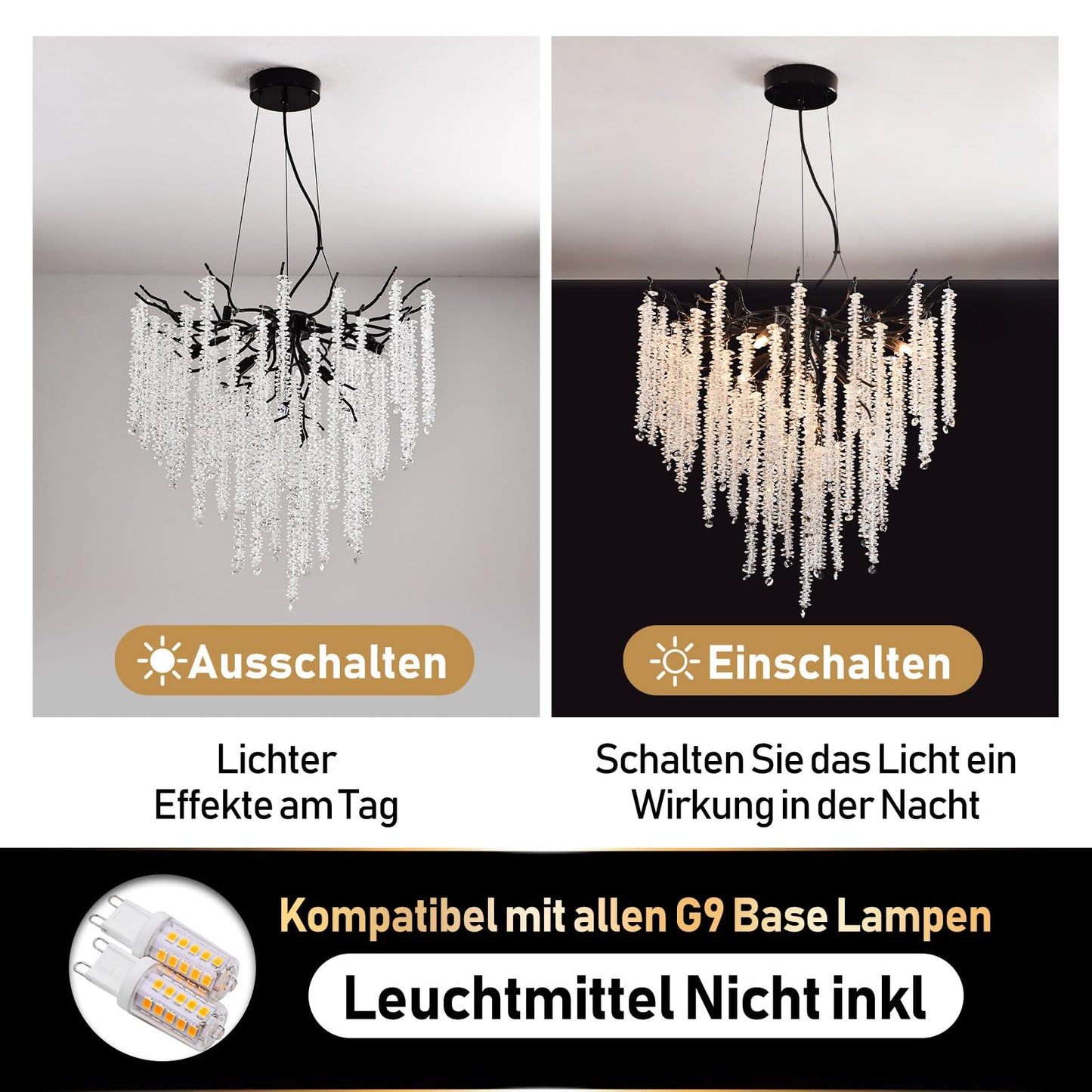 AHXIAOZN Modern Kronleuchter Kristall Leuchte,Luxus Kristall Pendelleuchte,Dimmbar Rund Kristall Hängeleuchte,für Esszimmer, Küche, Wohnzimmer, Schlafzimmer, Flur, Café,Bar(Gold,60cm)
