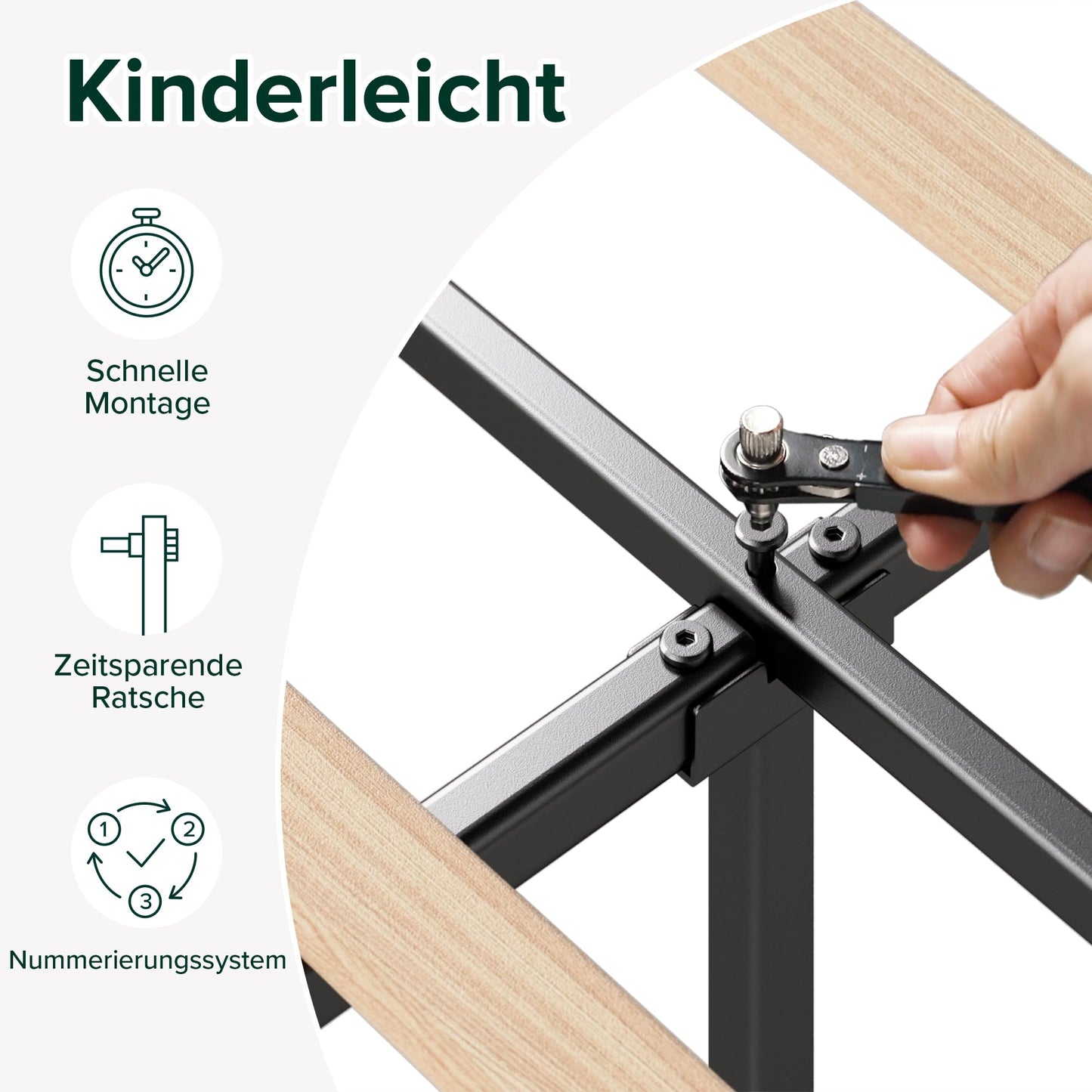 Zinus Maya Bed 180 x 200 cm - Height 30 cm - Padded Bed Frame with Headboard - Wooden Slatted Frame - Dark Grey, Dark Grey