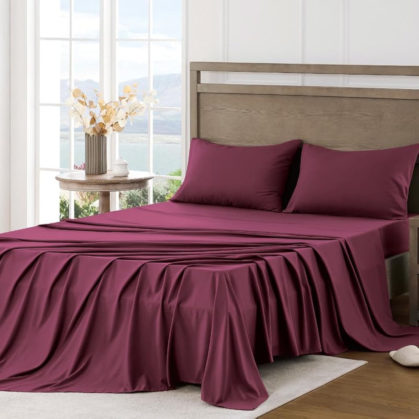 FreshCulture Queen Sheet Set - Ultra Soft Sheets for Queen Size Bed - Brushed Microfiber - Deep Pockets - Easy Care - Cooling & Breathable Sheets - 4 Pieces Hotel Luxury Queen Bed Sheets (White)