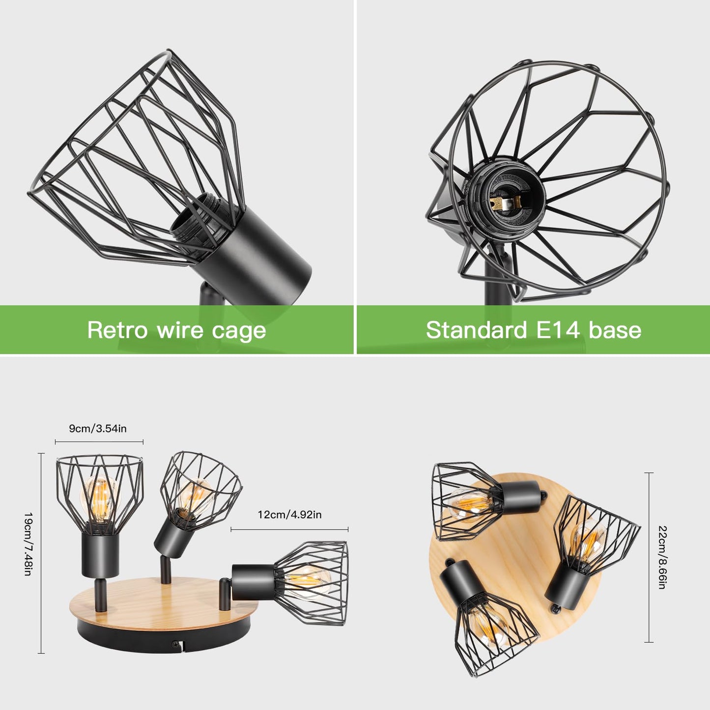 Kimjo Led Deckenstrahler 6 Flammig - Deckenleuchte Strahler E14 Schwenkbar - Deckenlampe Schwarz 6 Flammig Lampe Wohnzimmer - Deckenlampe LED Deckenleuchte Küche Deckenspot Ohne Leuchtmittel