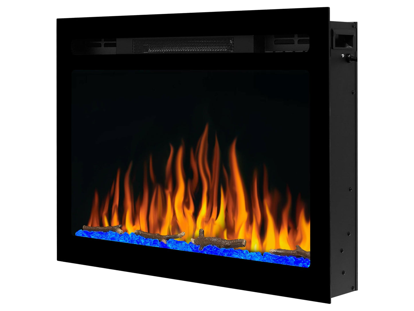ArtiFlame Elektrokamin AF27WR Multicolor, Elektrischer Einbaukamin mit Heizung 900/1800 W, realistischer 3D-Flammeneffekt, LED-Beleuchtung, Fernbedienung, Timer, Thermostat, Knistereffekt, Schwarz