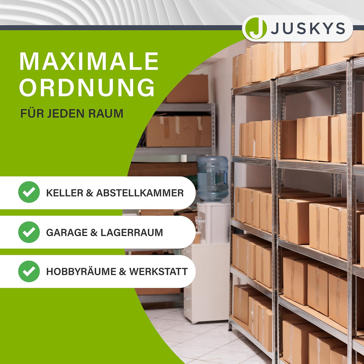 Juskys 3 Shelf System Metal Basic | 1 Corner Shelf & 2 Storage Shelves | 15 Shelves Made of MDF Wood | 2625 kg | Heavy Duty Shelving Storage Shelving Basement Shelving (Grey)