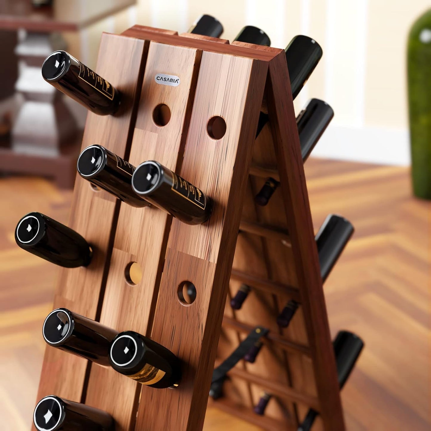 Casaria® Weinregal 36 Flaschen 87x 55x 39cm Akazien Holz Stehend Klappbar Keller Küche Wohnzimmer Bar Weinständer Weinhalter Flaschenregal Regal Rustikal