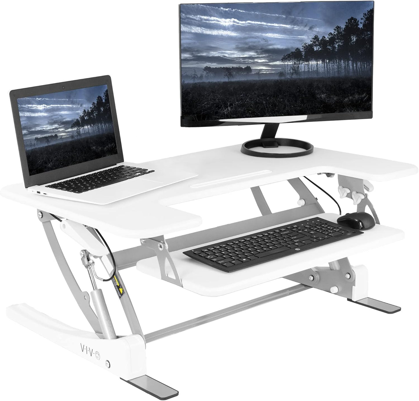 VIVO Black Height Adjustable 36 inch Stand up Desk Converter Quick Sit to Stand Tabletop Dual Monitor Riser, DESK-V000V