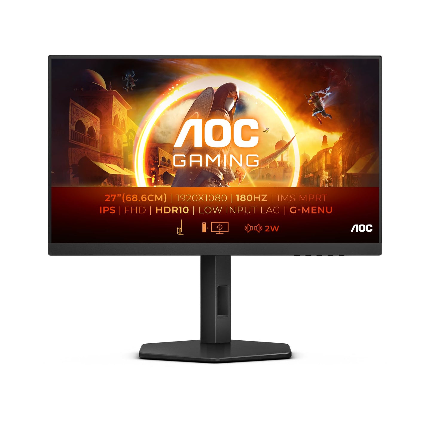 AOC Gaming CU34G2XPD – 34-Zoll-WQHD-Curved-Monitor, 180 Hz, schnelle VA, 1 ms GTG, FreeSync Premium, HDR400, höhenverstellbarer Standfuß (3440 x 1440, HDMI, DisplayPort, USB-Hub)