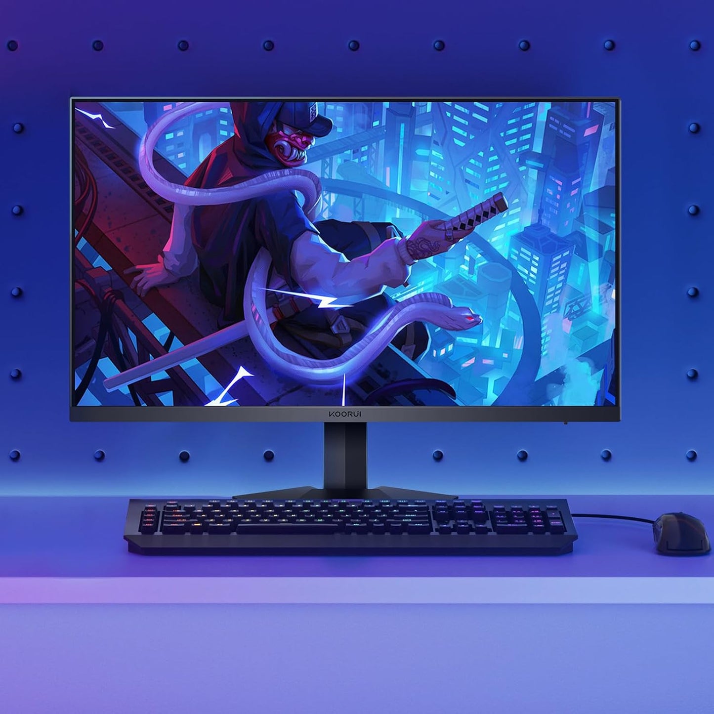 KOORUI Gaming Monitor 27 Zoll, PC Bildschirm 240Hz, FHD, 1ms, Adaptive Sync (1920 x 1080p, DCI-P3 90%, SRGB 100%, HDMI, DisplayPort, VESA 75x75)