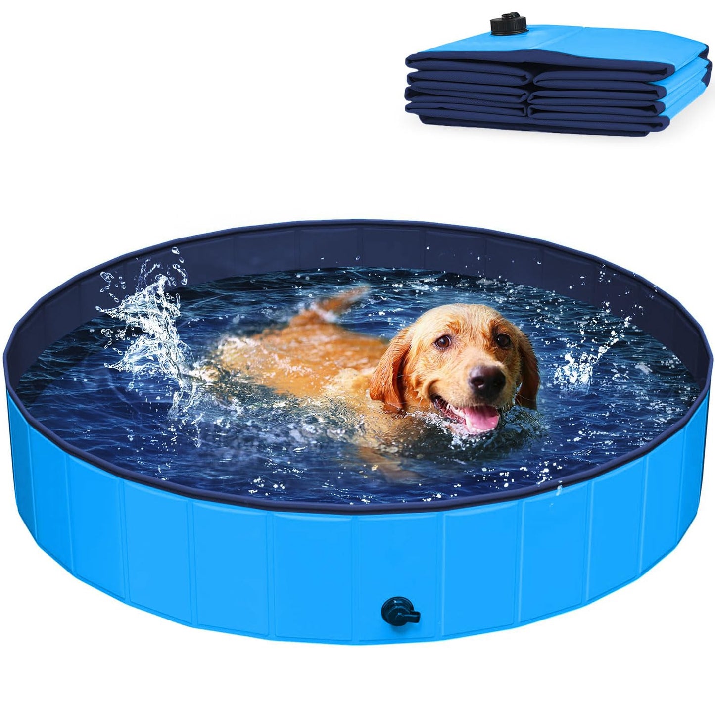 Kugooyi Hundepool fur Große Hunde, Faltbarer Haustier Planschbecken Hundebadewanne Hundeschwimmbad (120 x 30cm Grau)