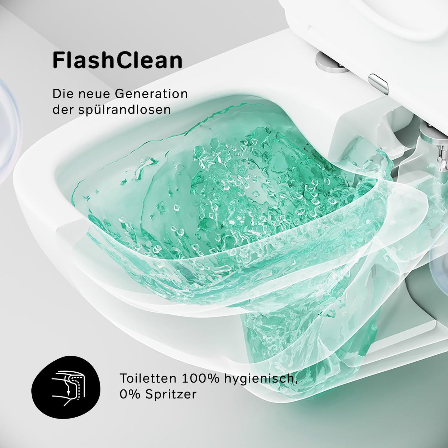 AM.PM X-Joy S - Spülrandlos Hänge WC, Tiefspül Toilette FlashClean, Wand WC mit Toilettendeckel mit Absenkautomatik, Hänge Toilette aus Keramik, Weiß, 50 cm lang