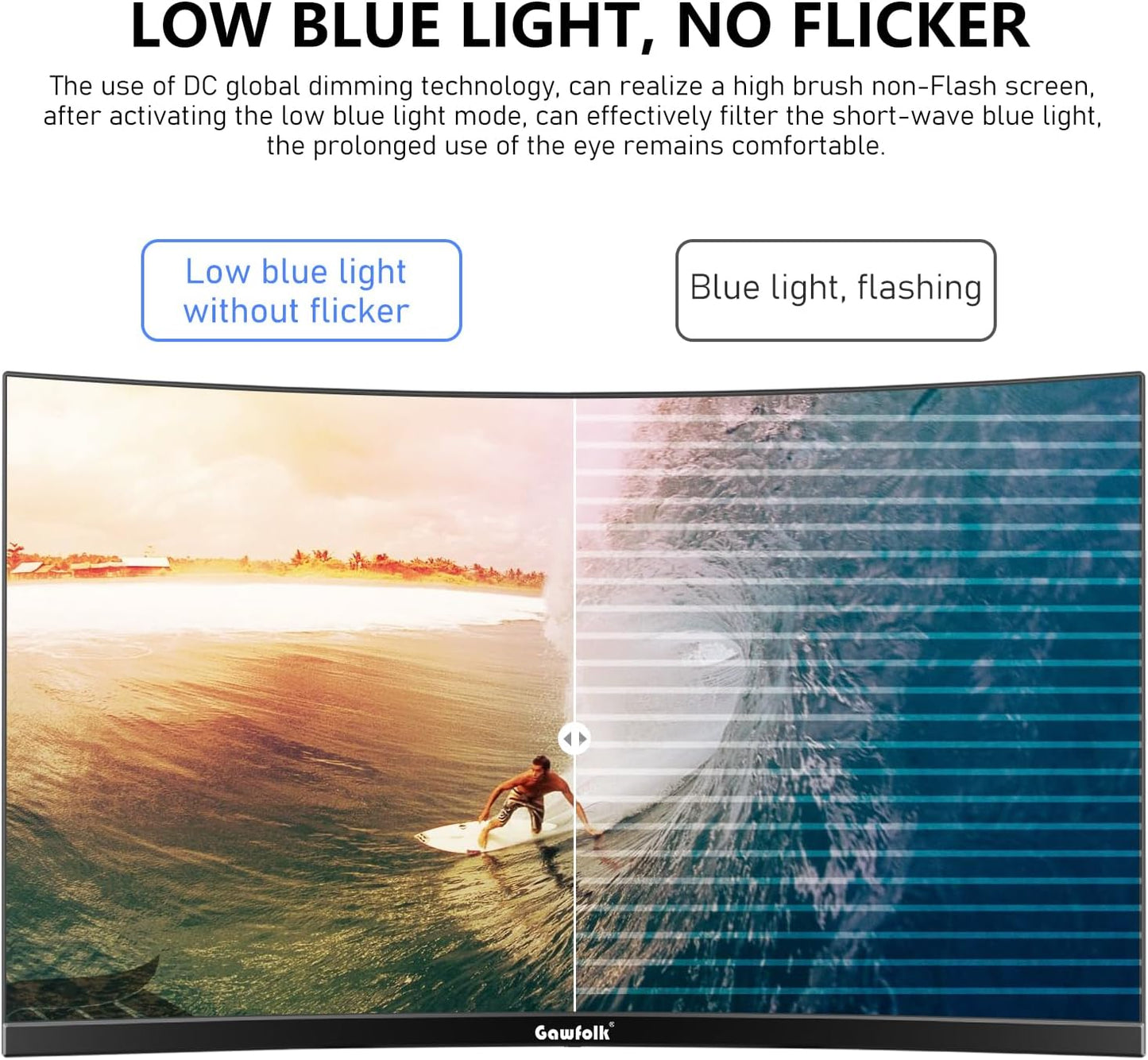 Gawfolk 32 Zoll Curved Gaming Monitor 180HZ / 165Hz / 144hz PC Bildschirm Full HD 1080P, Rahmenloses 1800R Gebogenes Computerbildschirm mit FreeSync und Eye Care Technologie, unterstützt VESA