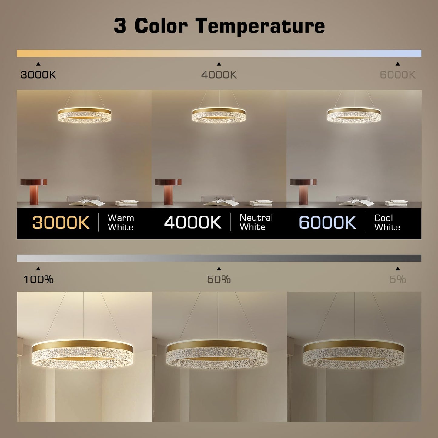 KSIBNW 3 Ringen Moderne LED Hängelampe Esstisch,45W LED Hängeleuchte & Pendelleuchten Höhenverstellbar für Esszimmer Wohnzimmer,Dimmbar Hängeleuchte Aluminium Mit Fernbedienung,3000K-6500K,Schwarz