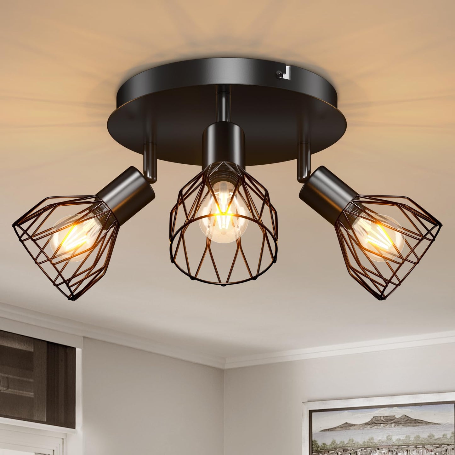Kimjo Led Deckenstrahler 6 Flammig - Deckenleuchte Strahler E14 Schwenkbar - Deckenlampe Schwarz 6 Flammig Lampe Wohnzimmer - Deckenlampe LED Deckenleuchte Küche Deckenspot Ohne Leuchtmittel