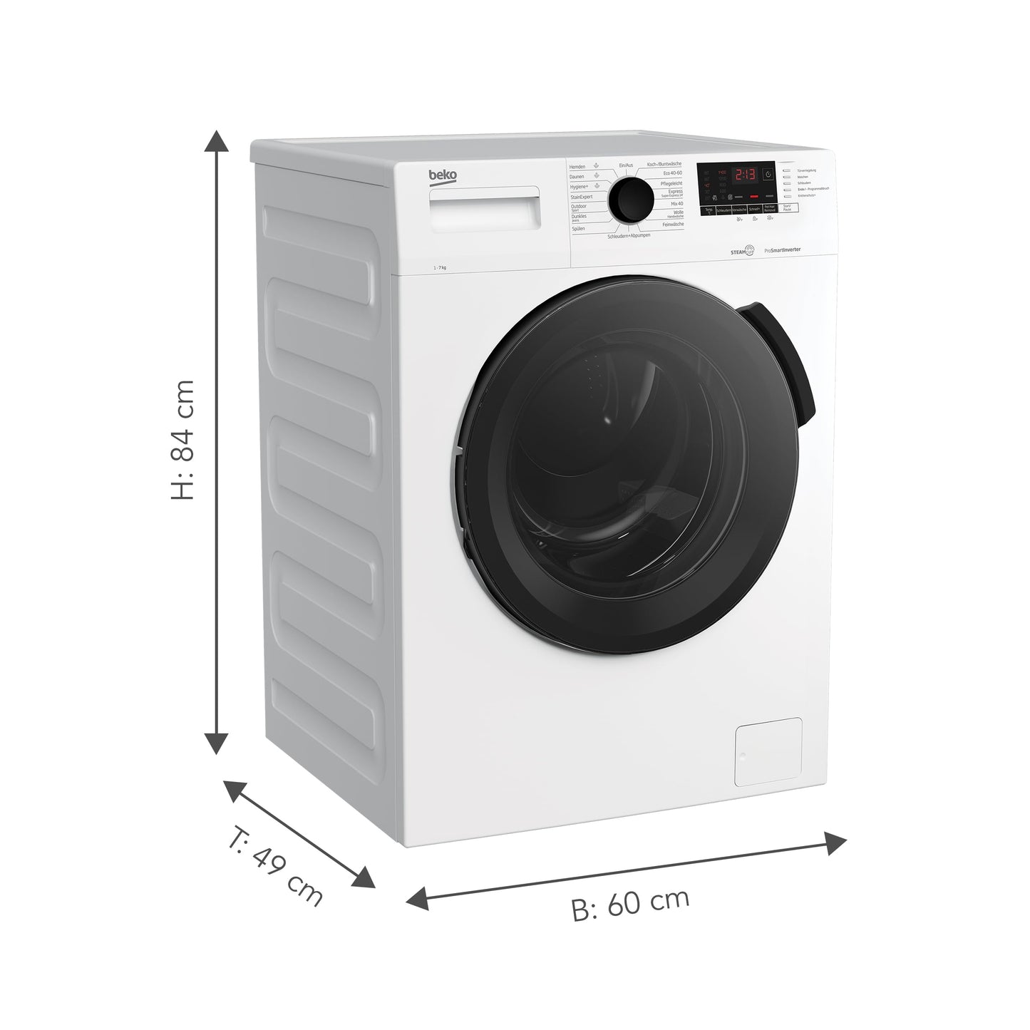 Beko BM3WFU3741R Waschvollautomat, Waschmaschine, 7 kg, EnergySpin, Schleuderwahl 1400 U/min, SteamCure Dampffunktion, allergikergeeignet, AquaWave Schontrommel, Weiß