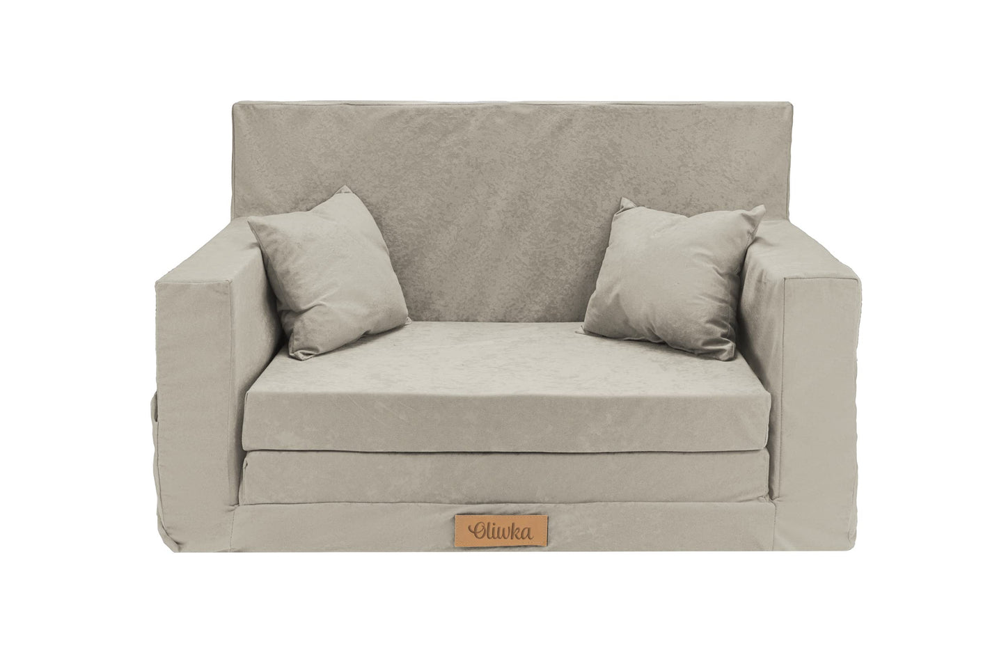Flumi Personalised Children's/Teenager's Couch/Armchair/Sofa Bed, with Engraving of Child's Name, Play Sofa, Sleeping Chair, Bed Function, Children's Furniture, 92 x 40 x 60 cm, Microfibre (Grey)