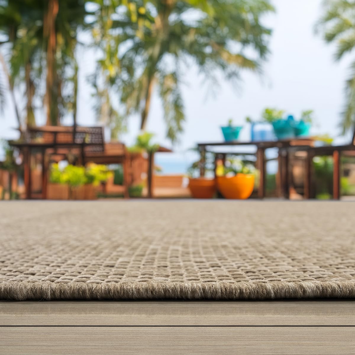 the carpet Mistra - Moderner In- und Outdoor Teppich, perfekt für das Wohnzimmer, Schlafzimmer oder die Terrasse, Wetterfest, langlebig und pflegeleicht, Natur, 300 x 400 cm