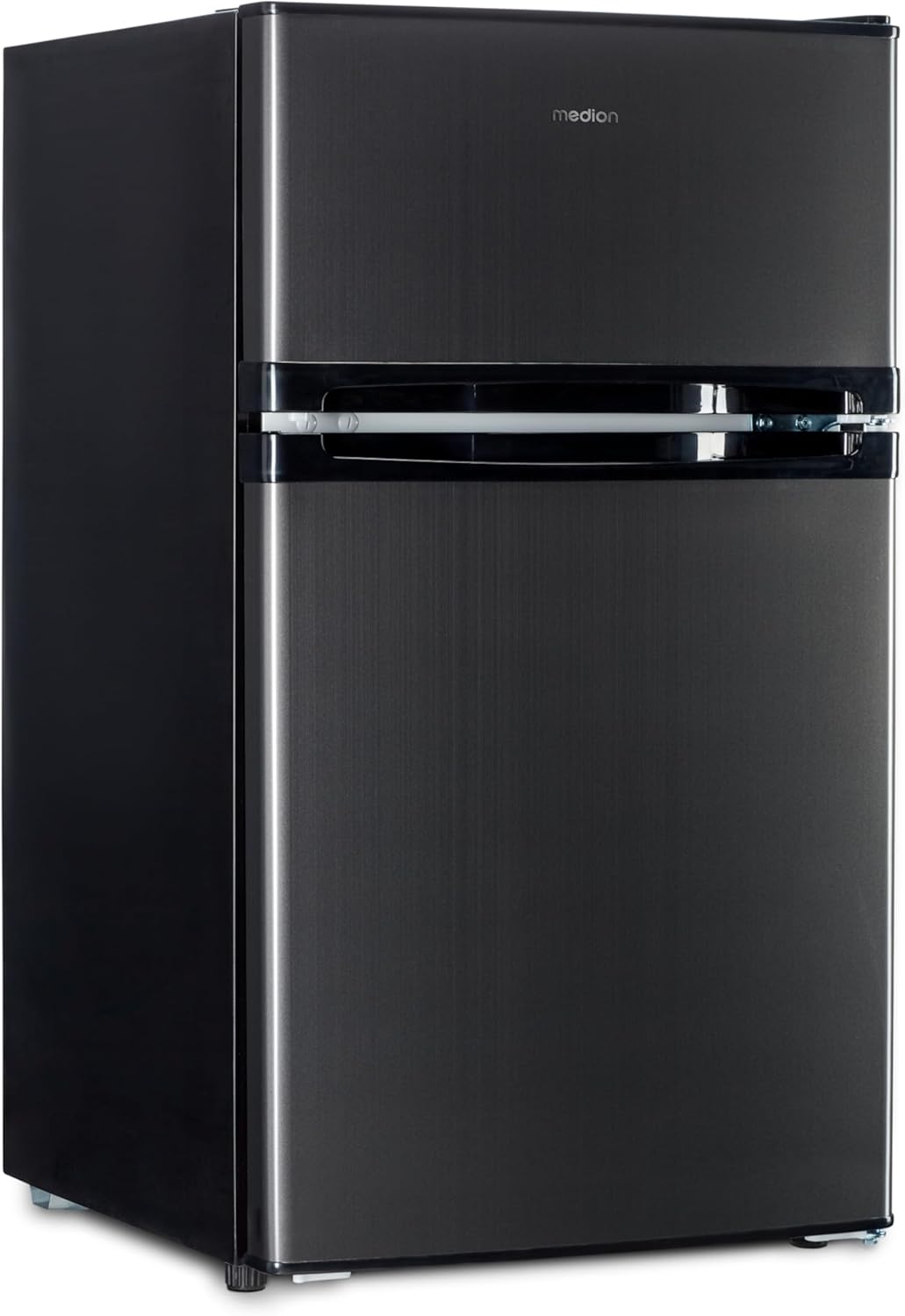 MEDION MD 37689 Mini Fridge-Freezer Combination (85 Litres, 61 L Fridge Compartment, 24 L Freezer, Freestanding, 40 dB, Transparent Vegetable Drawer, Interchangeable Door Hinge, Grey