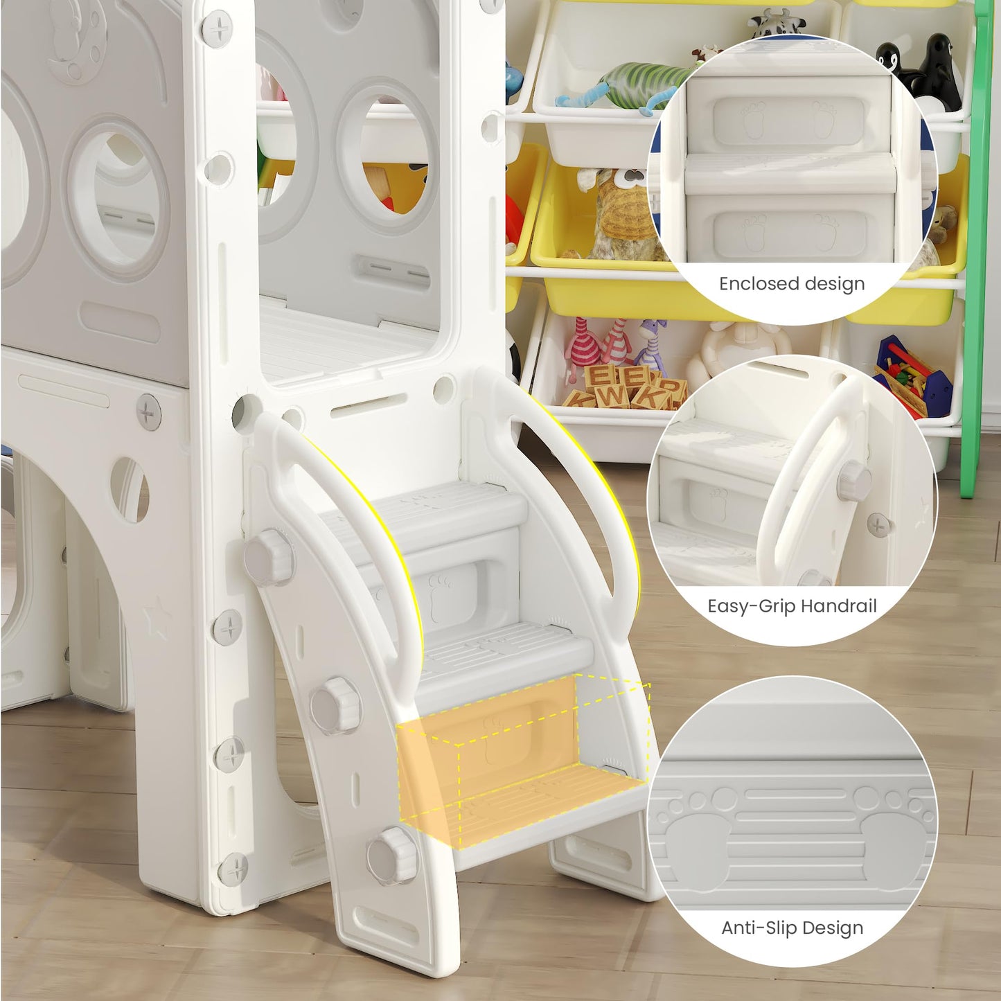 Hominewti Kinderrutsche, 8-in-1-Montessori Kinder Spielplatz mit Basketballkorb, Teleskop und Klettergerüst, Babyrutsche für Kleinkinder, Spielplatz für drinnen und draußen, Grün
