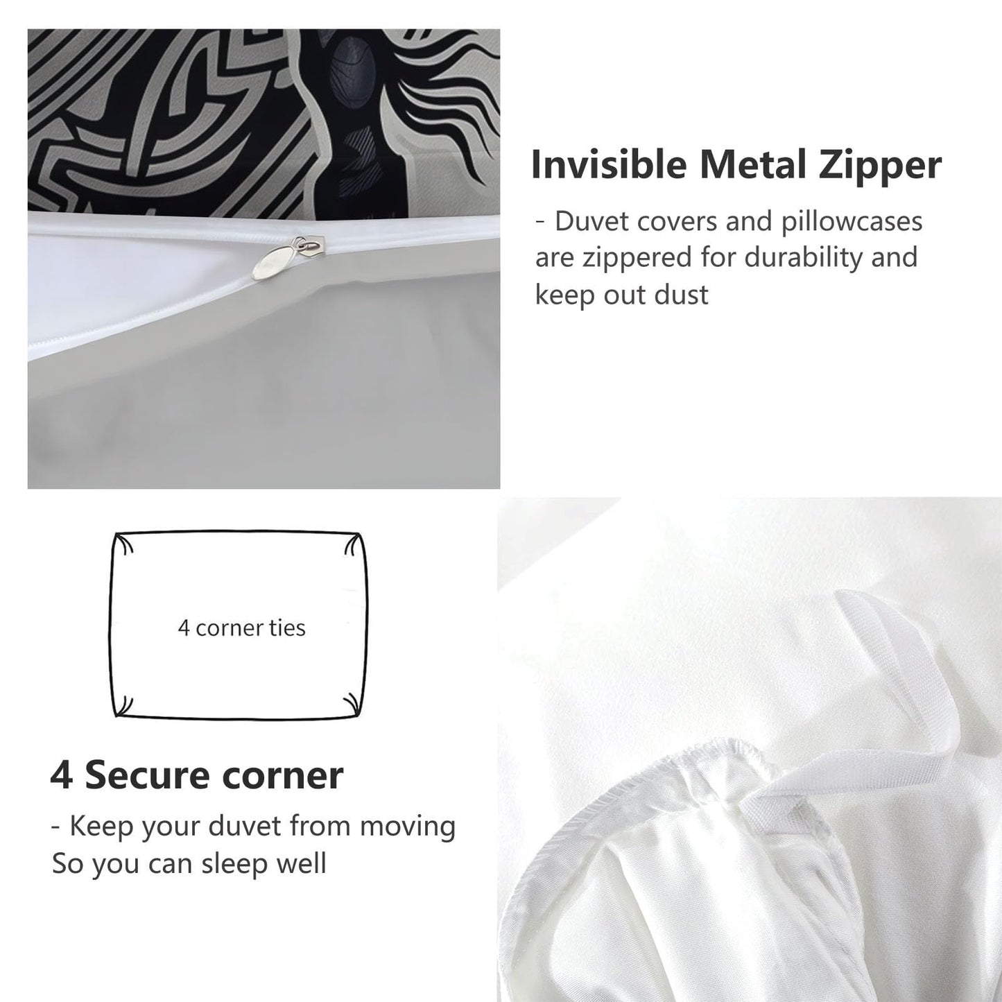Bed Linen 135 x 200 cm Halloween Moon Black Cat Grey 3D Printed Duvet Cover Easy Care 3-Piece Bedding Set Polyester Cotton with Zip and 2 Pillowcases