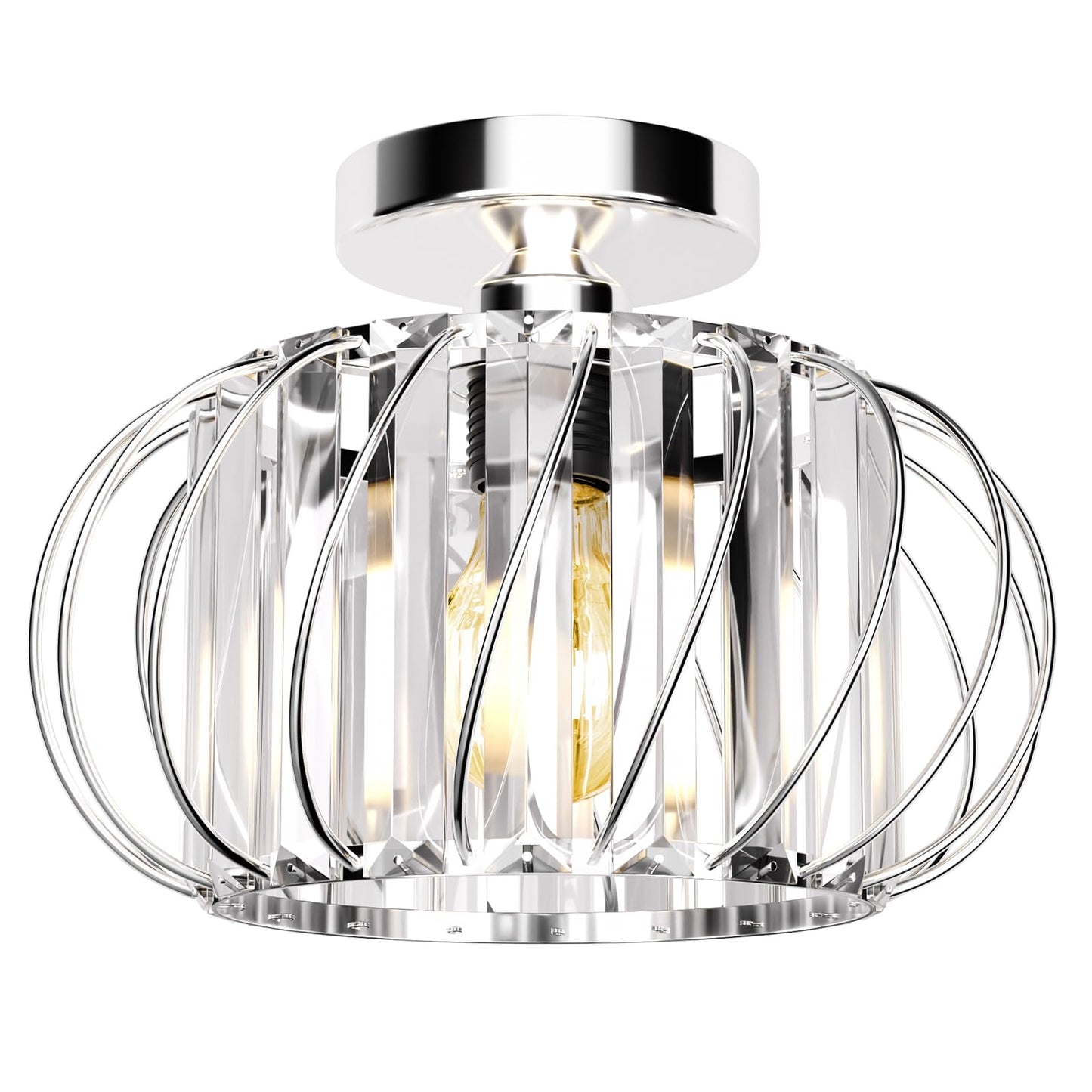 FRIDEKO HOME Modern Kronleuchter Kristall Deckenleuchte Gold,Kleine Kristall Deckenlampe E27 Fassung für Wohnzimmer Schlafzimmer Küche Flur,Ø23cm