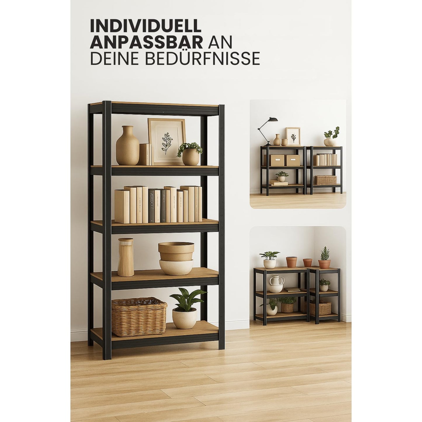 casa pura Heavy Duty Shelving Unit Set of 2 Cellar Shelves Storage Shelves 30 x 75 x 150 cm Shelf with Steel Frame Maximum Load 650 kg Each 5 Adjustable Shelves Silver