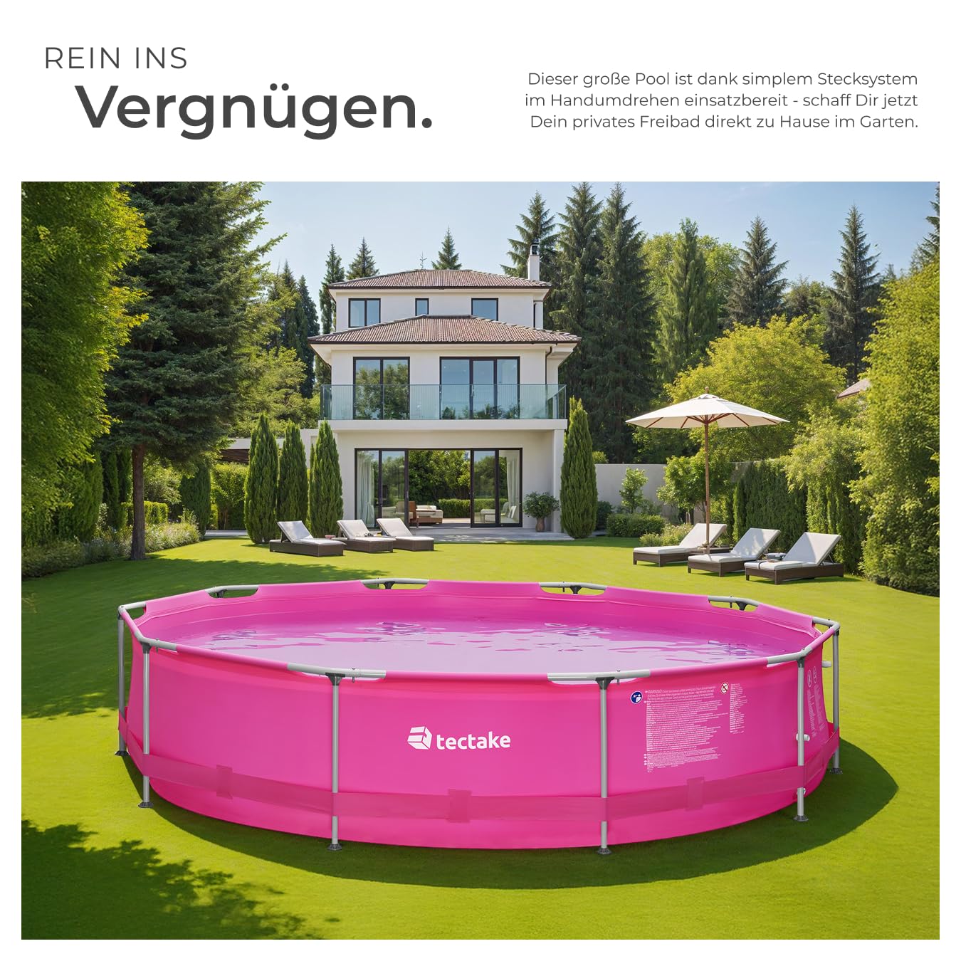 tectake® Swimming Pool, Large Swimming Pool, Rectangular, Frame Pool, Pool for Garden, Steel Frame Pool, Complete Set, Outdoor Garden Pool, Above Ground Pool, 300 x 207 x 70 cm, Grey