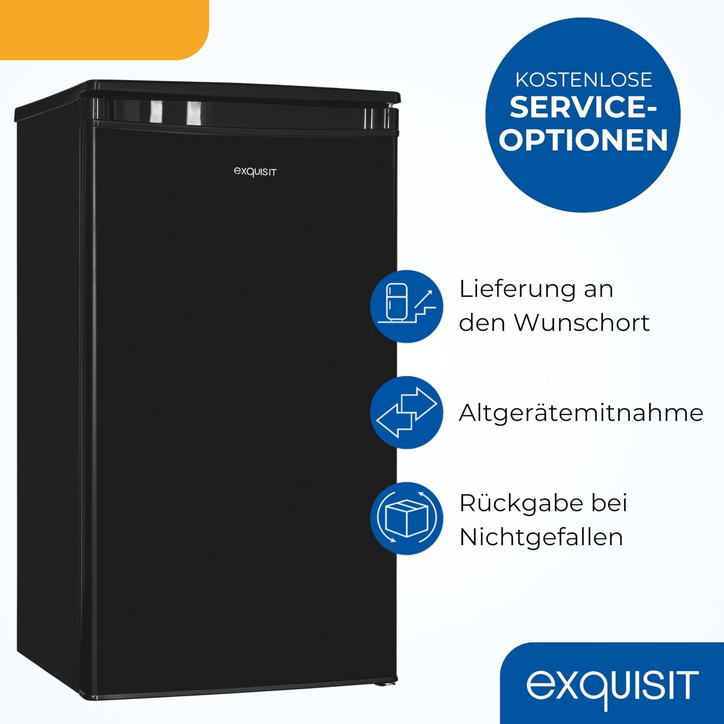 Exquisit KS585-V-091E Full-Room Refrigerator, 75 Litres, Freestanding, Small and Compact, 45 cm Wide, LED Interior Lighting