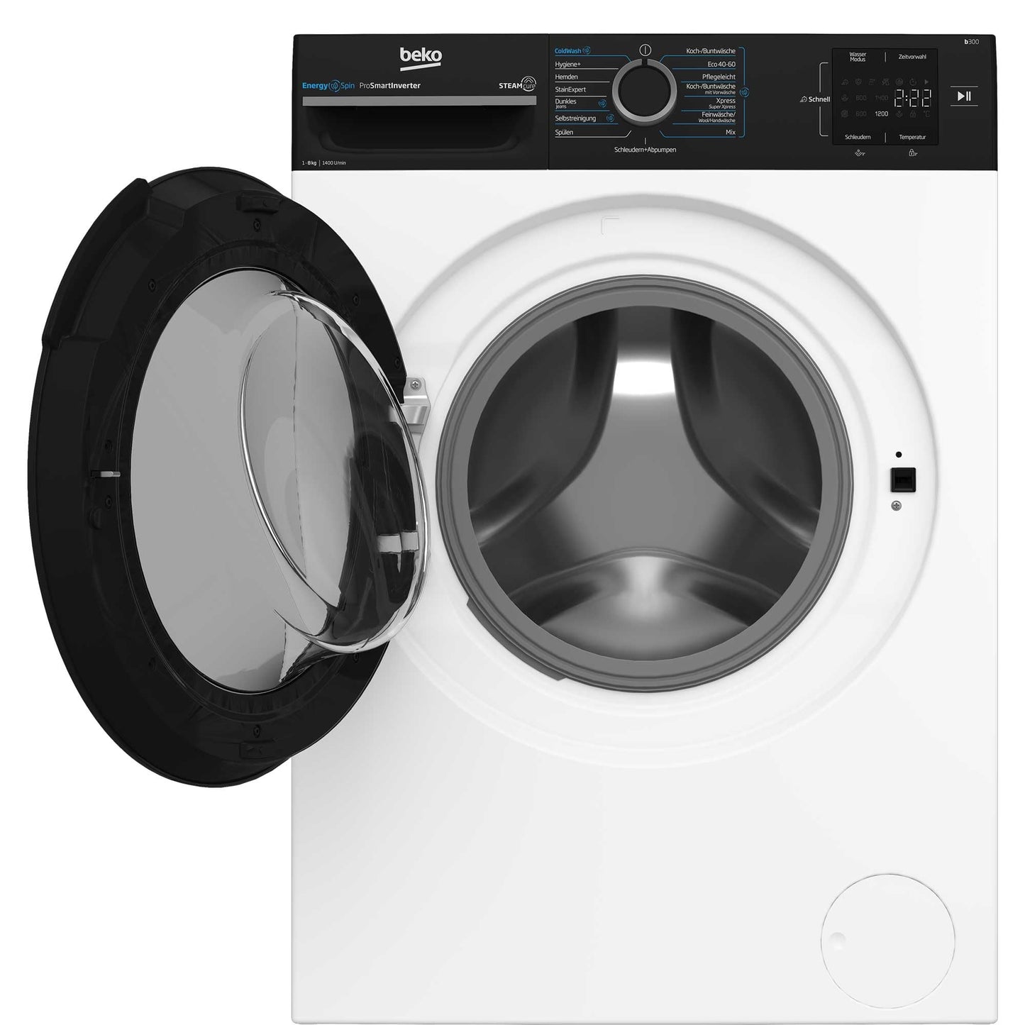 Beko BM3WFU3741R Waschvollautomat, Waschmaschine, 7 kg, EnergySpin, Schleuderwahl 1400 U/min, SteamCure Dampffunktion, allergikergeeignet, AquaWave Schontrommel, Weiß