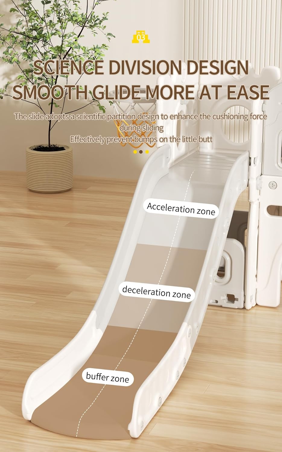 Veitoalioy Children's Slide Outdoor, Garden Slide Outdoor and Indoor, Suitable for Babies Aged 1-4 to Play, Safe and Reliable Sliding Swing Combination (Aisle Grey White)