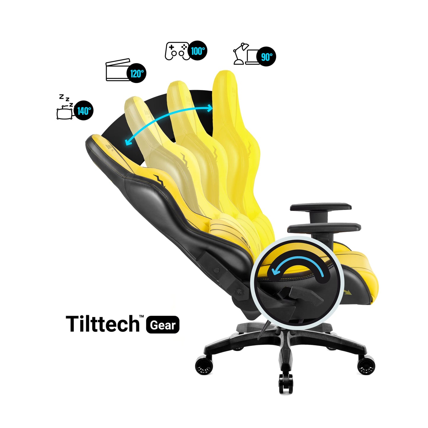 Diablo X-One 2.0 Gaming Stuhl Gamer Chair Bürostuhl Schreibtischstuhl Verstellbare Armlehnen Ergonomisches Design Nacken/-Lendenkissen Wippfunktion Aqua Blue Normal (L)