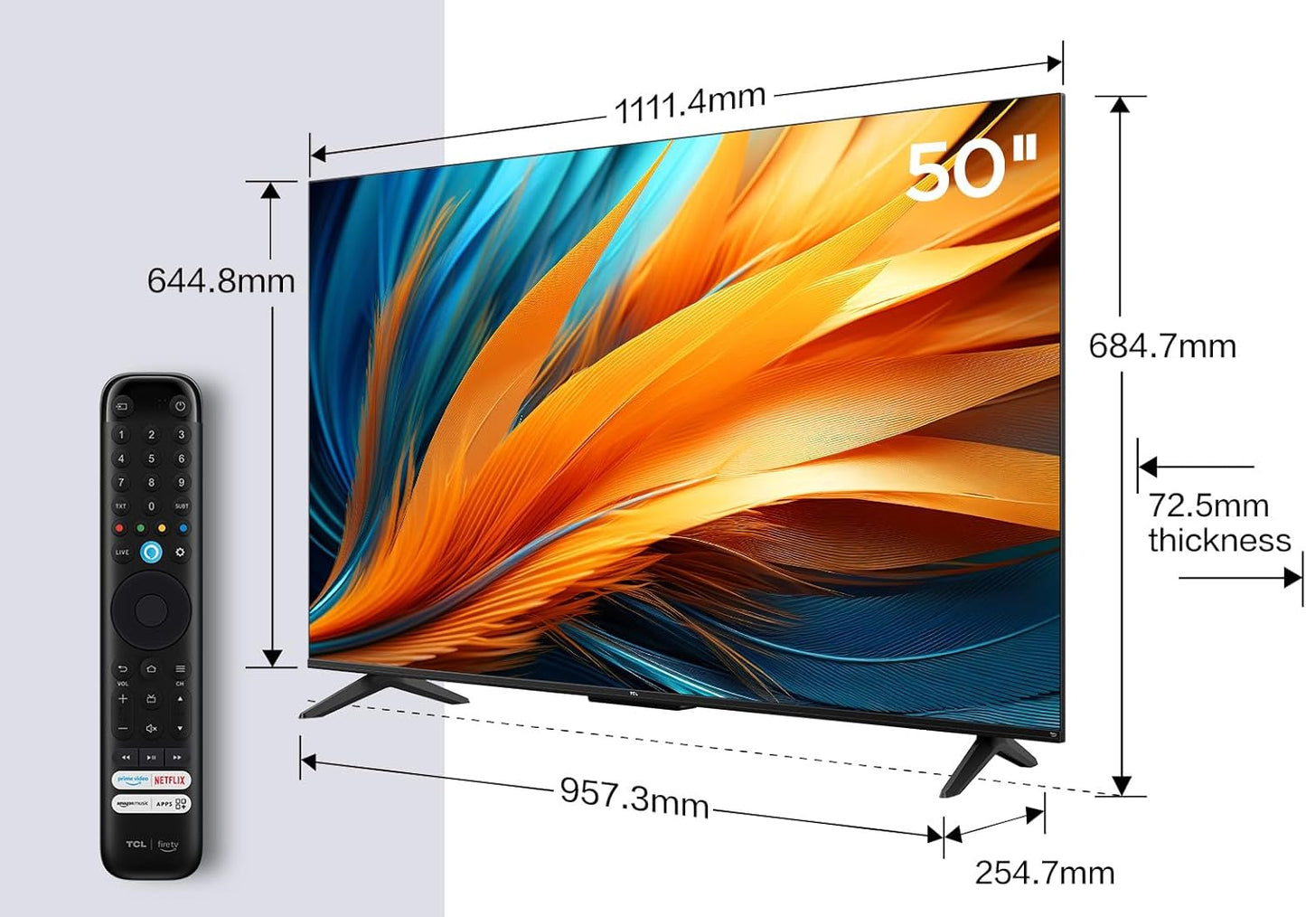 TCL 50PF650 50-Zoll 4K Ultra HD, HDR TV, Smart LED Fire TV (Dolby Vision, Dolby Atmos, DTS, HDR 10, Alexa integriert, Airplay2, Miracast)