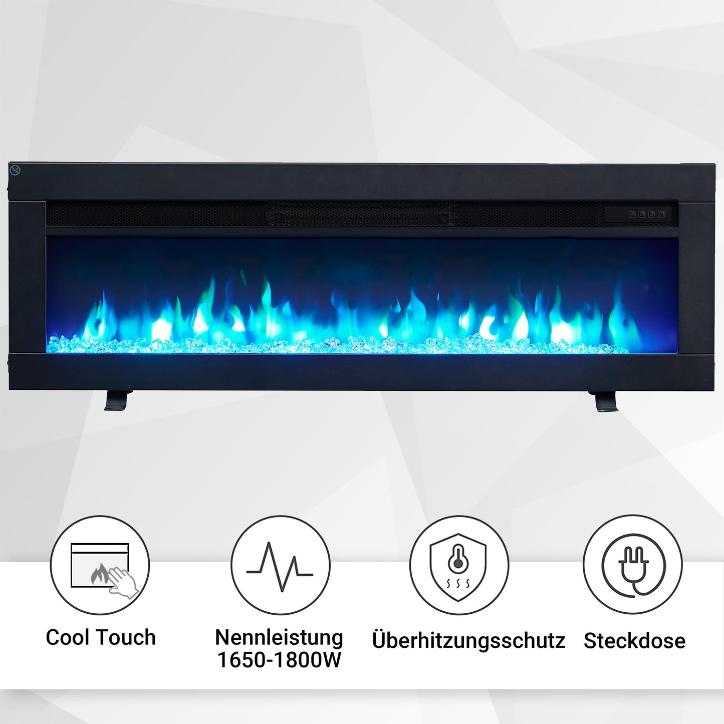 BALDERIA Elektrokamin Agnes 36" | 3in1 Elektrischer Stand-, Wand- oder Einbaukamin mit 3D-Flammeneffekt | Elektro Heizung 1800W | Kamin mit Fernbedienung, Startsteuerung, Timer & Thermostat | Schwarz