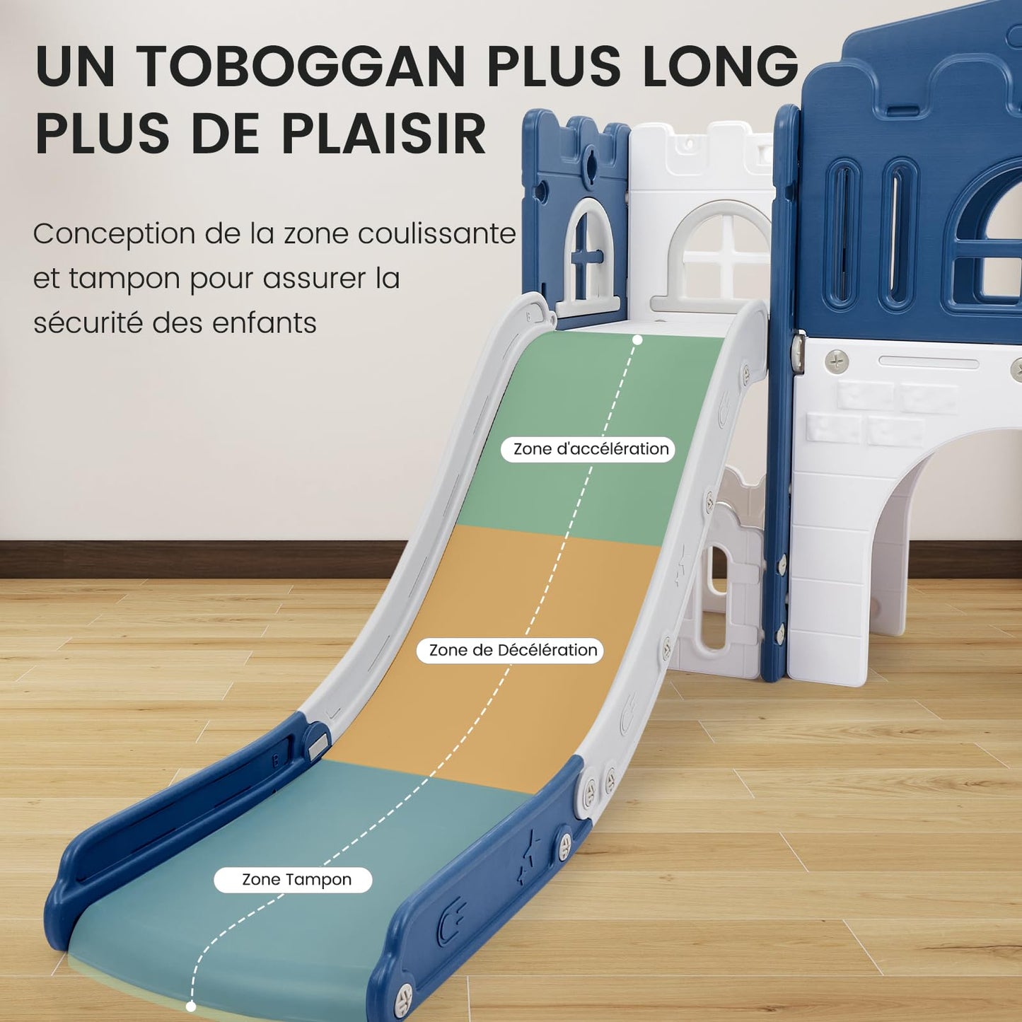Kinder Rutsche 8 in1 Mit Klettern, Teleskop, Basketballkorb,Tunnel, Bohrspiel und Stauraum, Kleinkinderklettergerüst für Kleinkinder 1–3 Jahren
