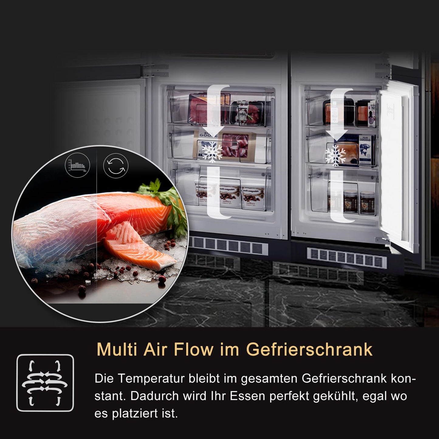 magictec Einbaukühlschrank mit Gefrierfach | 177 cm | 248L (186L/62L) | No Frost | Kühl-Gefrierkombination mit austauschbaren Türscharnieren | Inverterkompressor | Schnellkühlung | Geräuscharm