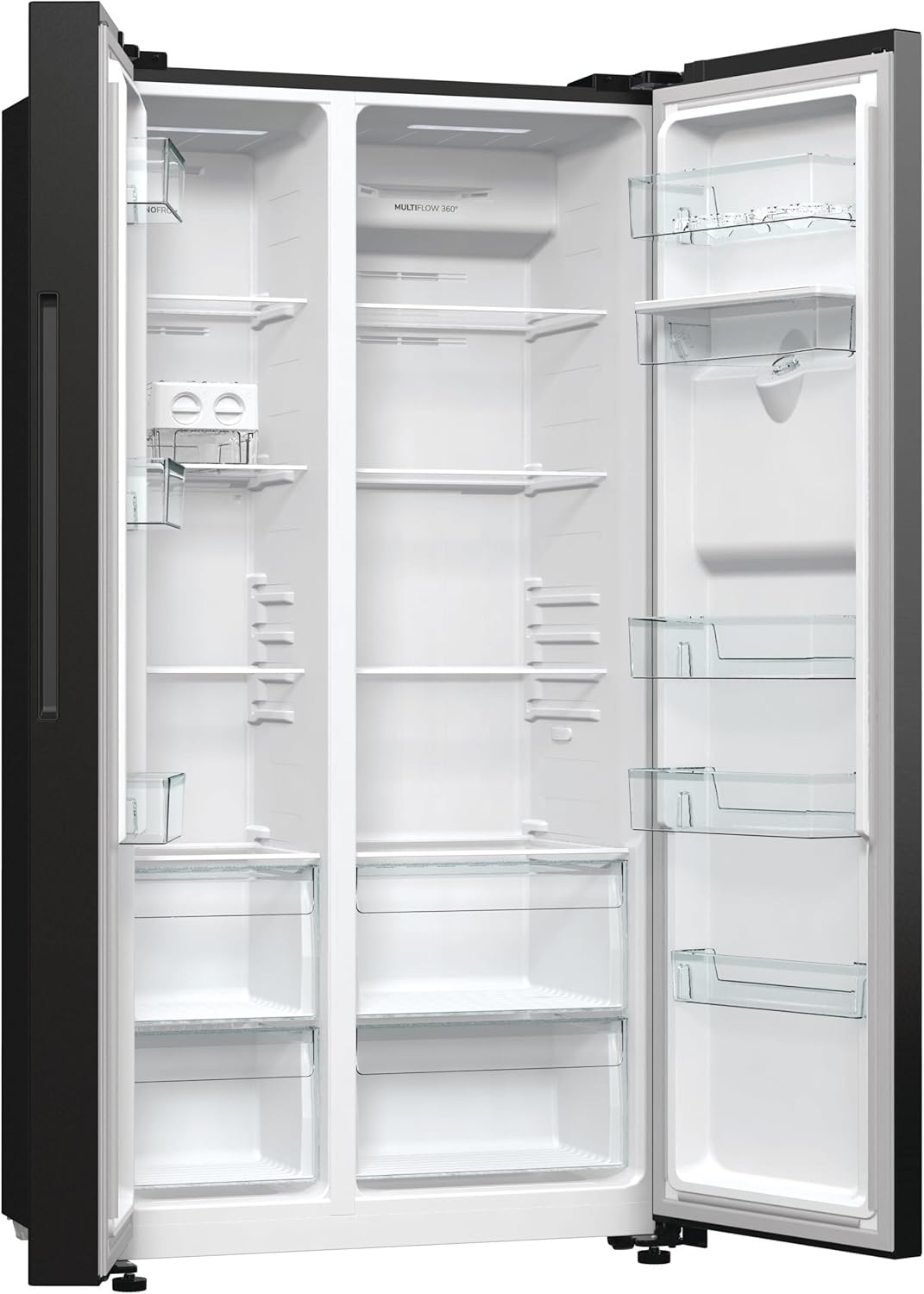 Gorenje NRR 9185 EABXLWD Side by Side Kühl-Gefrierkombination, Made in Europe, EEK E, NoFrostPlus, Inverter-Kompressor, Crisp Zone, ConvertActive Zone, FastFreeze, 178,6 cm, schwarz