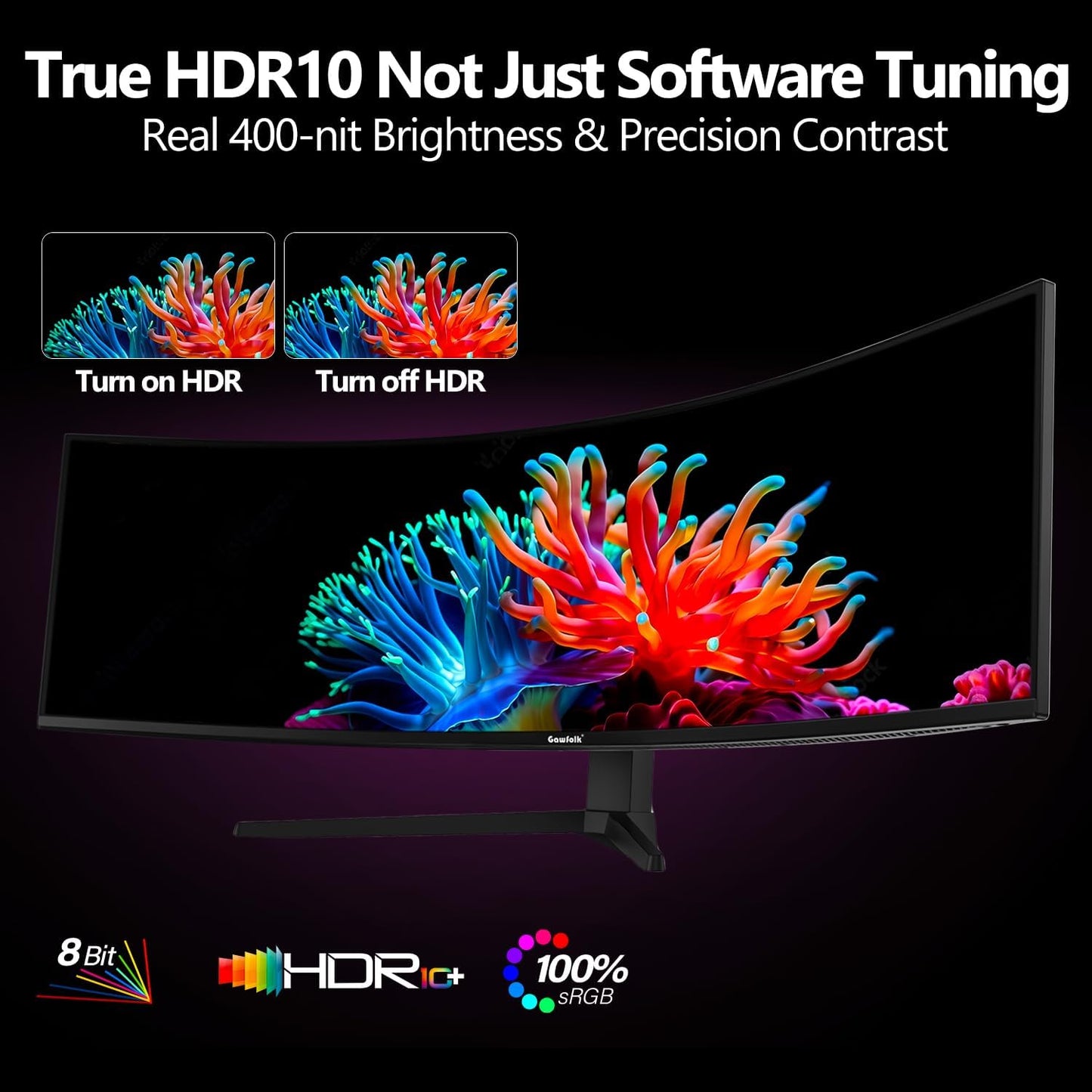 Gawfolk PC Monitor 32 Zoll UHD 4K 60Hz, Ultraklar (3840×2160p) Computer Bildschirm mit FreeSync, HDMI, DisplayPort, 178° Betrachtungswinkel, Unterstützt VESA100*100mm