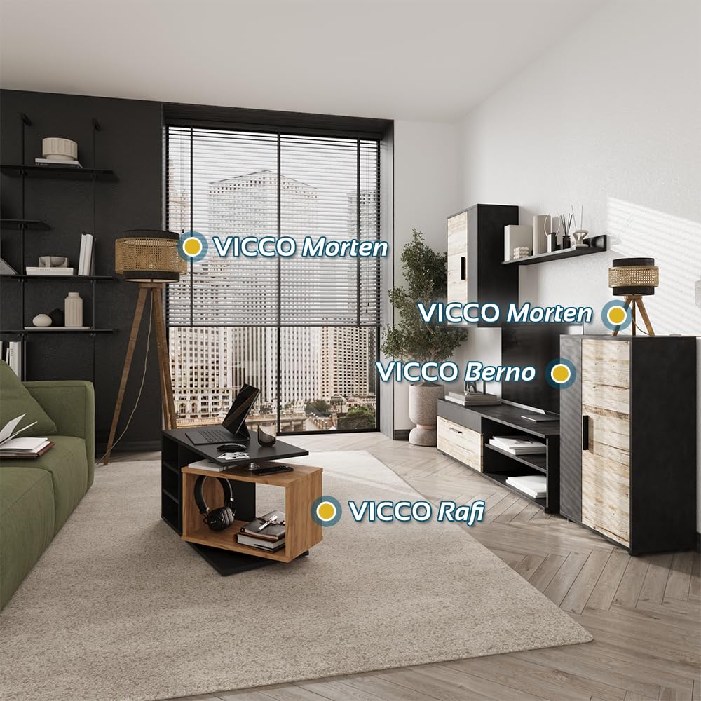 Vicco Berno TV Wall Unit Beige / Anthracite Set of 4