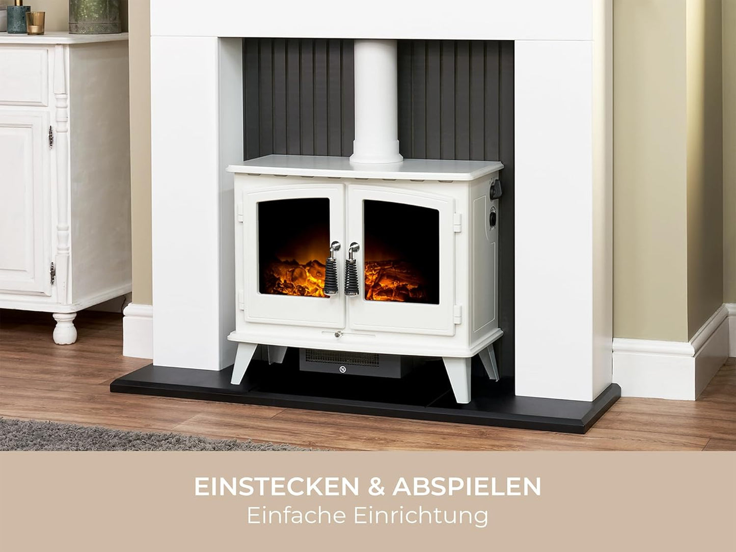 Adam Woodhouse Elektrokamin in Weiss