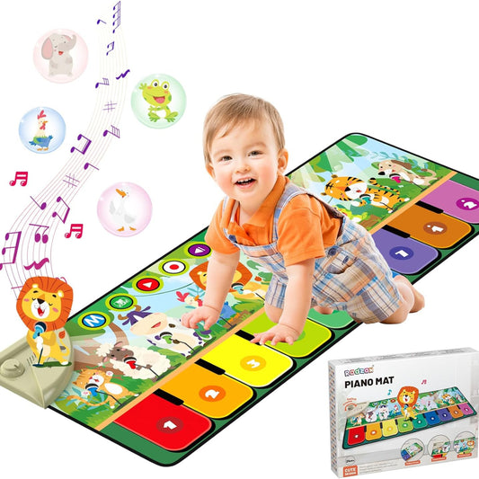 Rodzon 63301 Baby Spielzeug ab 1 Jahr, Musikmatte Kinder 19 Liedern 10 Tieren, Kinderspielzeug ab 1 2 3 Jahre Klaviermatte Geschenk Mädchen Junge Weihnachts Geburtstag