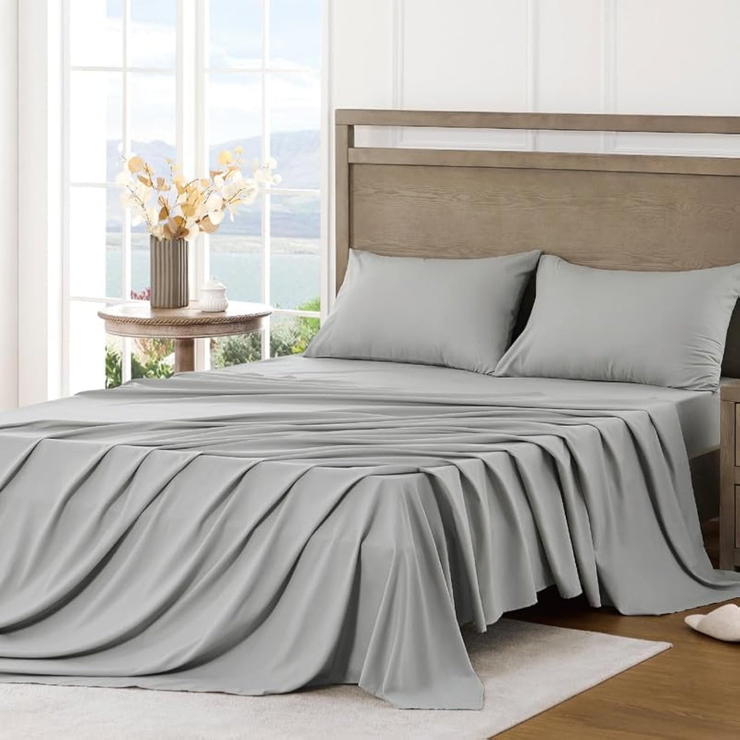 FreshCulture Queen Sheet Set - Ultra Soft Sheets for Queen Size Bed - Brushed Microfiber - Deep Pockets - Easy Care - Cooling & Breathable Sheets - 4 Pieces Hotel Luxury Queen Bed Sheets (White)