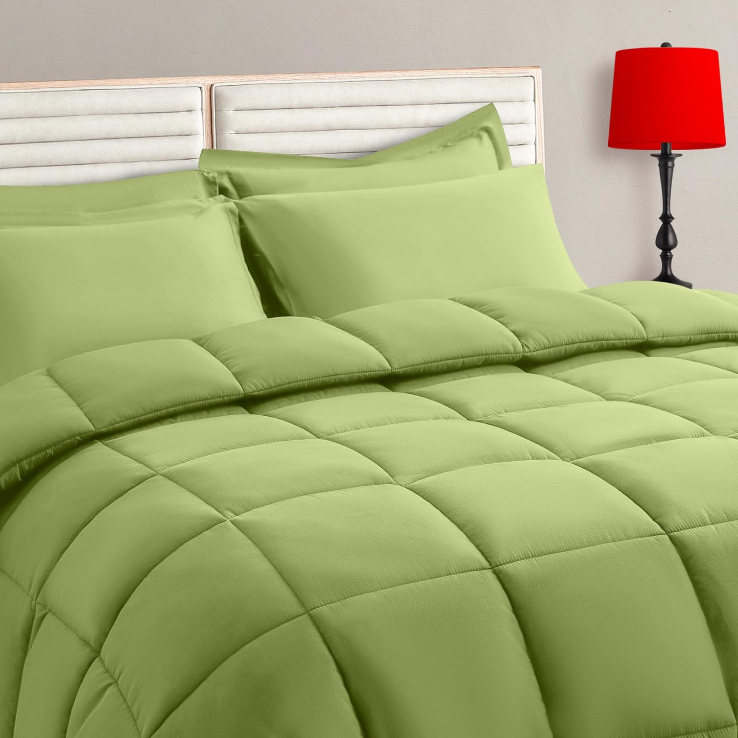 Twin Size Comforter Set - 5 Pieces, Bed in a Bag Bedding Sets with All Season Soft Quilted Warm Fluffy Reversible Comforter,Flat Sheet,Fitted Sheet,1 Pillow Shams,1 Pillowcases,Black